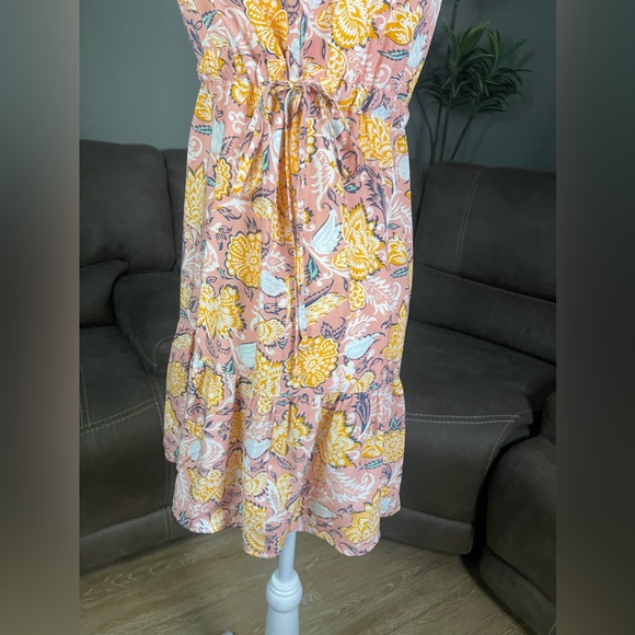 Ann Taylor LOFT Yellow Pink Boho Floral Print Sleeveless Dress Sz XS - Picture 7 of 15